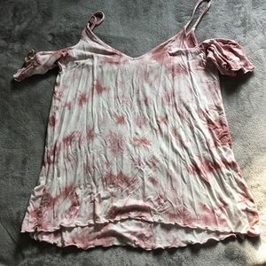 Cute tie dye cold shoulder shirt